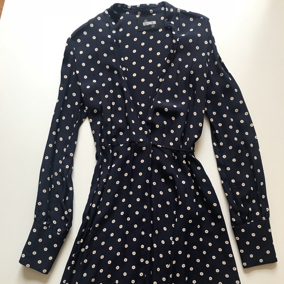 reformation polka dot wrap dress